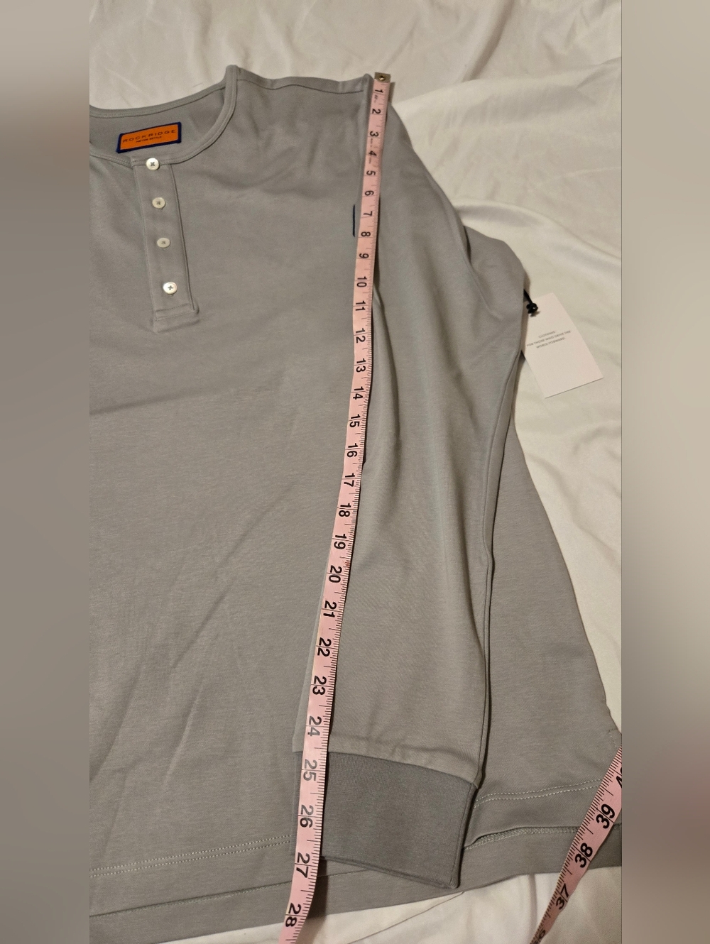 New! Rockridge Henley In Grey Size XL Classic Shirt Cotton - Picture 9 of 9